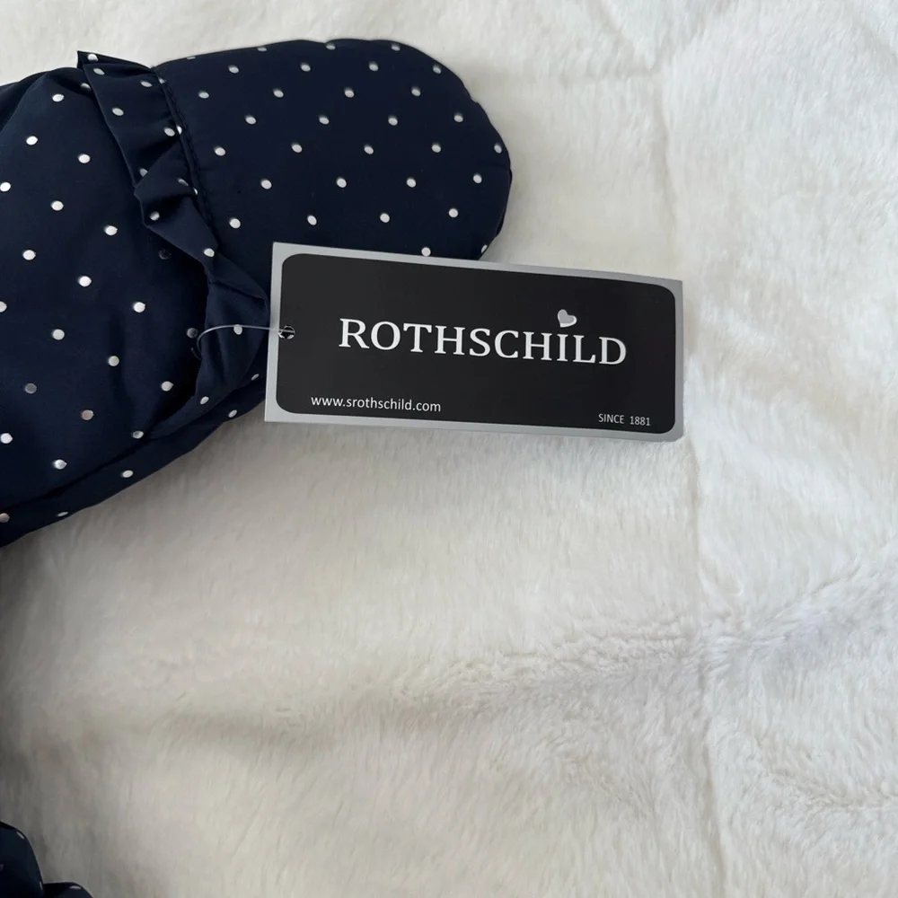 Rothschild navy blue & white polka dot ruffled pram fleece lined snow suit 12M